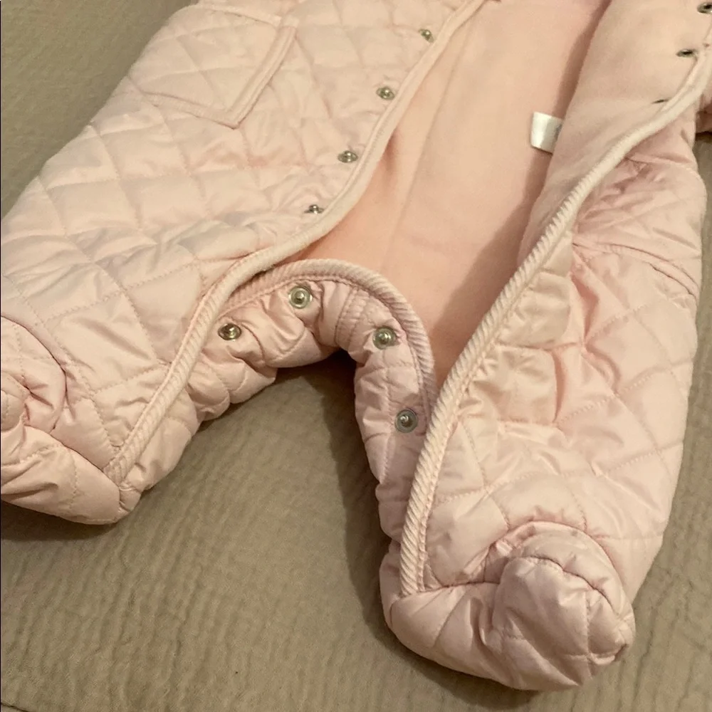 Ralph Lauren Pink Quilted Baby Snowsuit. Size 3M